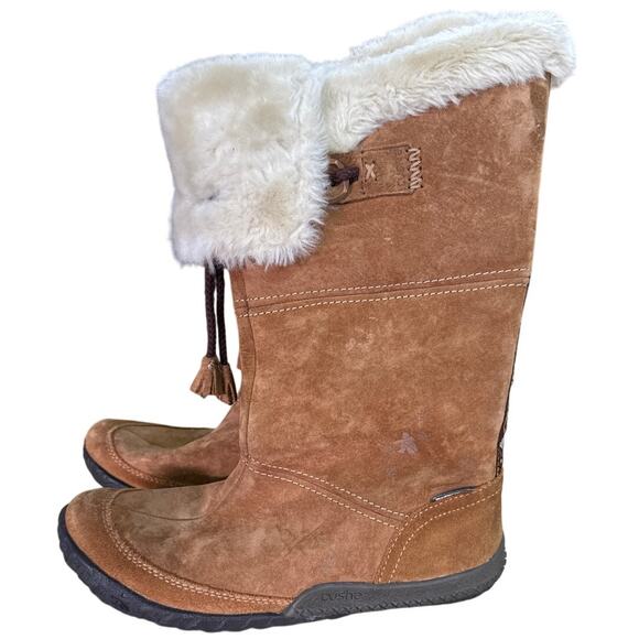 Cushe Cabin Fever Waterproof Boots Womens Tan Suede Faux Fur Lined Size 8 - Picture 4 of 6
